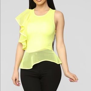 Afternoon ruffle top yellow xsmall